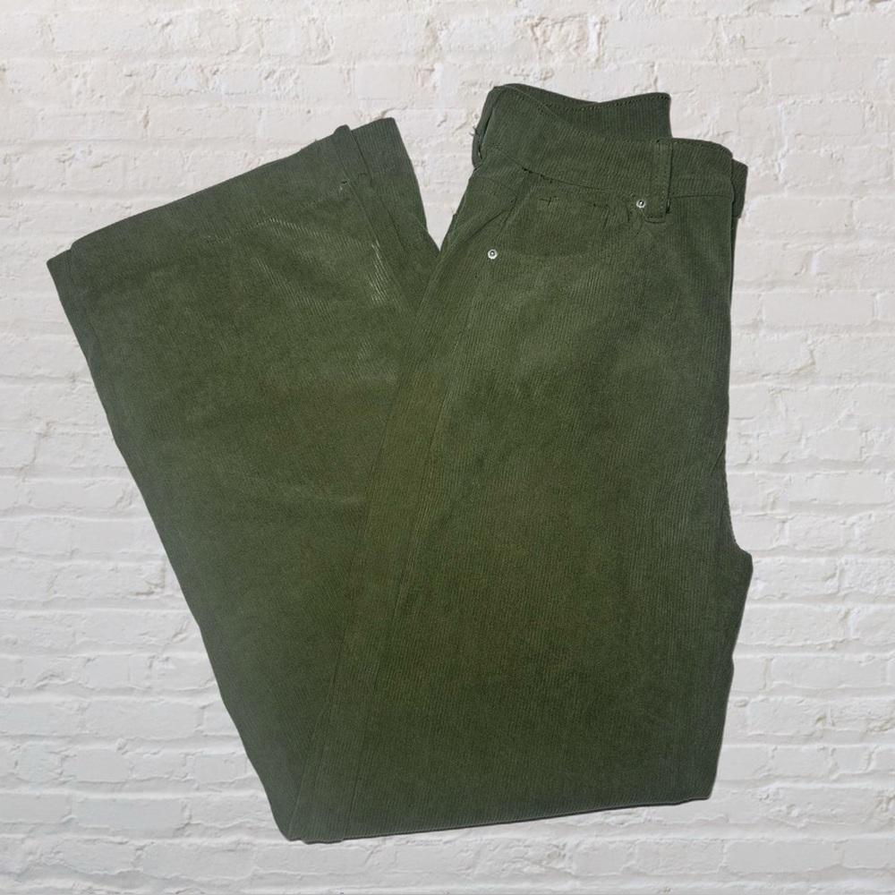 SHEIN Green Soft Corduroy Long Flare Bell Bottom Trouser Pants in Size M or US 6